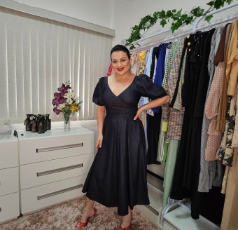 VESTIDO DENIM TRANSPASSADO LUZIA FAZZOLLI