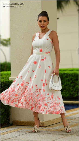 VESTIDO CREPE ESTAMPADO LUZIA FAZZOLLI