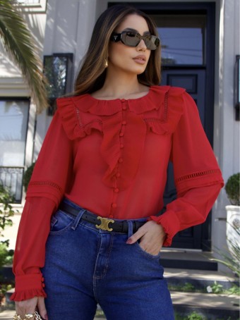 CAMISA CHIFFON PLISSADA LUZIA FAZZOLLI