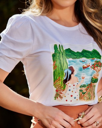 T-SHIRT 1/2 MALHA ESTAMPA CAPRI LUZIA FAZZOLLI