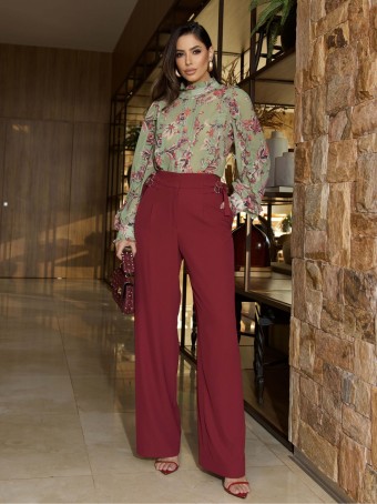 CALÇA CREPE DETALHE FIVELA