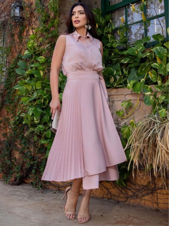 CONJUNTO CREPE DETALHE PLISSADO LUZIA FAZZOLLI