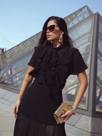 BLUSA CHIFFON GOLA LAÇO LUZIA FAZZOLLI