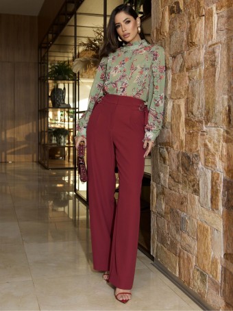 CALÇA CREPE DETALHE FIVELA
