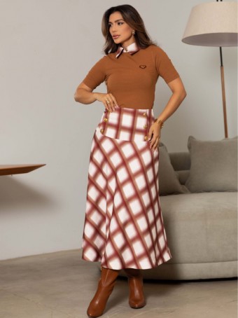 CONJUNTO ALFAIATARIA COM ESTAMPA XADREZ