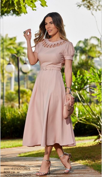 VESTIDO CREPE LAÇOS LUZIA FAZZOLLI