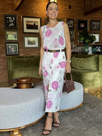 CONJUNTO CHIFFON ESTAMPA FLORAL LUZIA FAZZOLLI