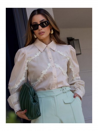 CAMISA TRICOLINE DETALHE TELA LUZIA FAZZOLLI