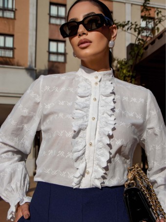 CAMISA VOIL BORDADO DE LAÇOS LUZIA FAZZOLLI