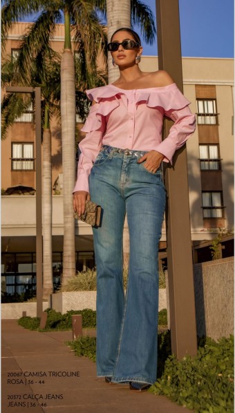 CAMISA TRICOLINE COM BABADO LUZIA FAZZOLLI