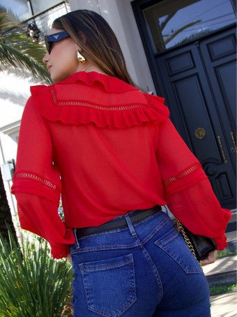CAMISA CHIFFON PLISSADA LUZIA FAZZOLLI