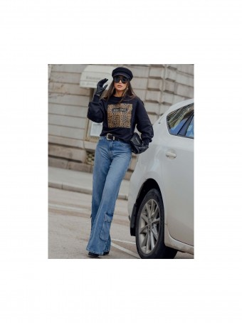 CALÇA JEANS BOLSOS CARGO