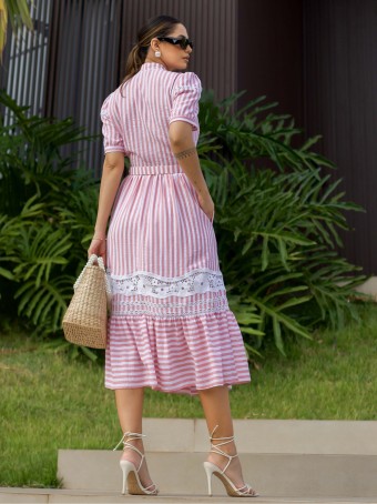 VESTIDO RAYON CHEMISIER LISTRADO LUZIA FAZZOLLI