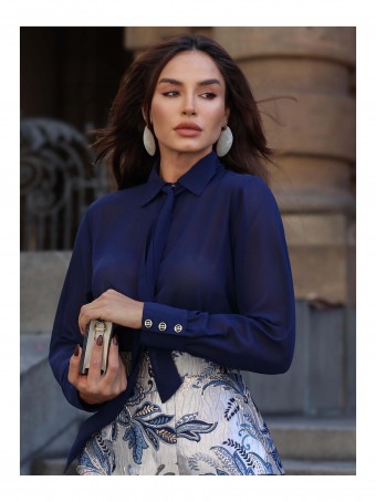 CAMISA CHIFFON GOLA LAÇO