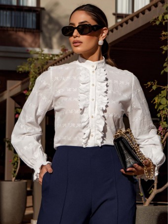 CAMISA VOIL BORDADO DE LAÇOS LUZIA FAZZOLLI