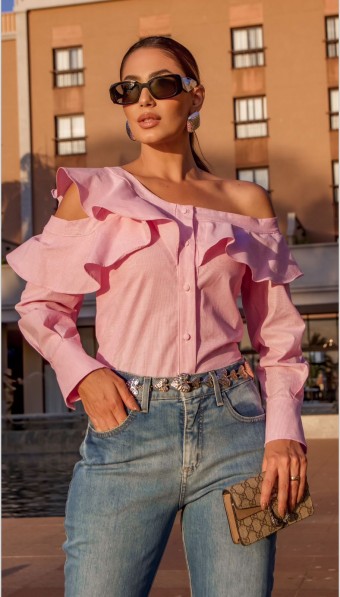 CAMISA TRICOLINE COM BABADO LUZIA FAZZOLLI