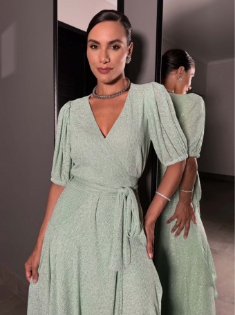 VESTIDO TRANSPASSADO MALHA LUREX LUZIA FAZZOLLI
