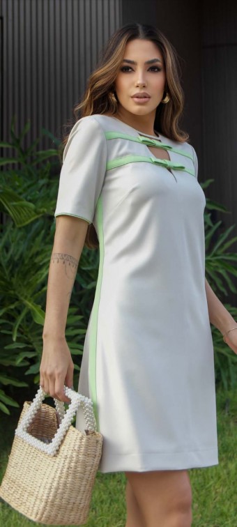 VESTIDO CREPE DETALHE LAÇO LUZIA FAZZOLLI