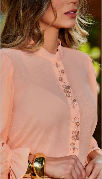 CAMISA LUZIA FAZZOLLI CHIFFON BORDADA